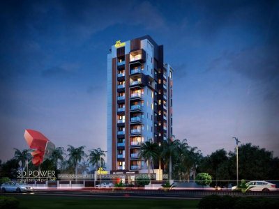 virtual-walk-through-3d-Architectural-animation-services-Tiruvannam-high-rise-apartment-night-view